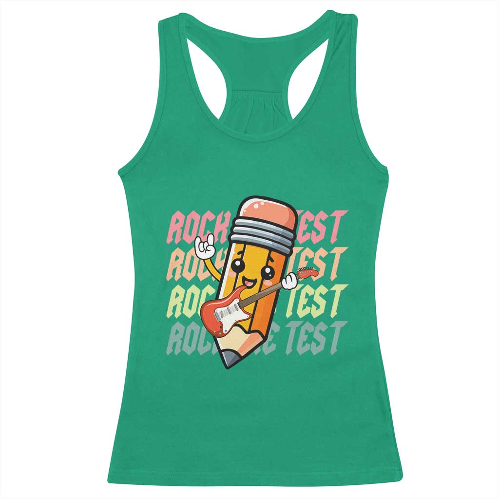 Teacher Rock The Test Day Racerback Tank Top Testing Motivational