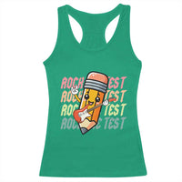 Teacher Rock The Test Day Racerback Tank Top Testing Motivational
