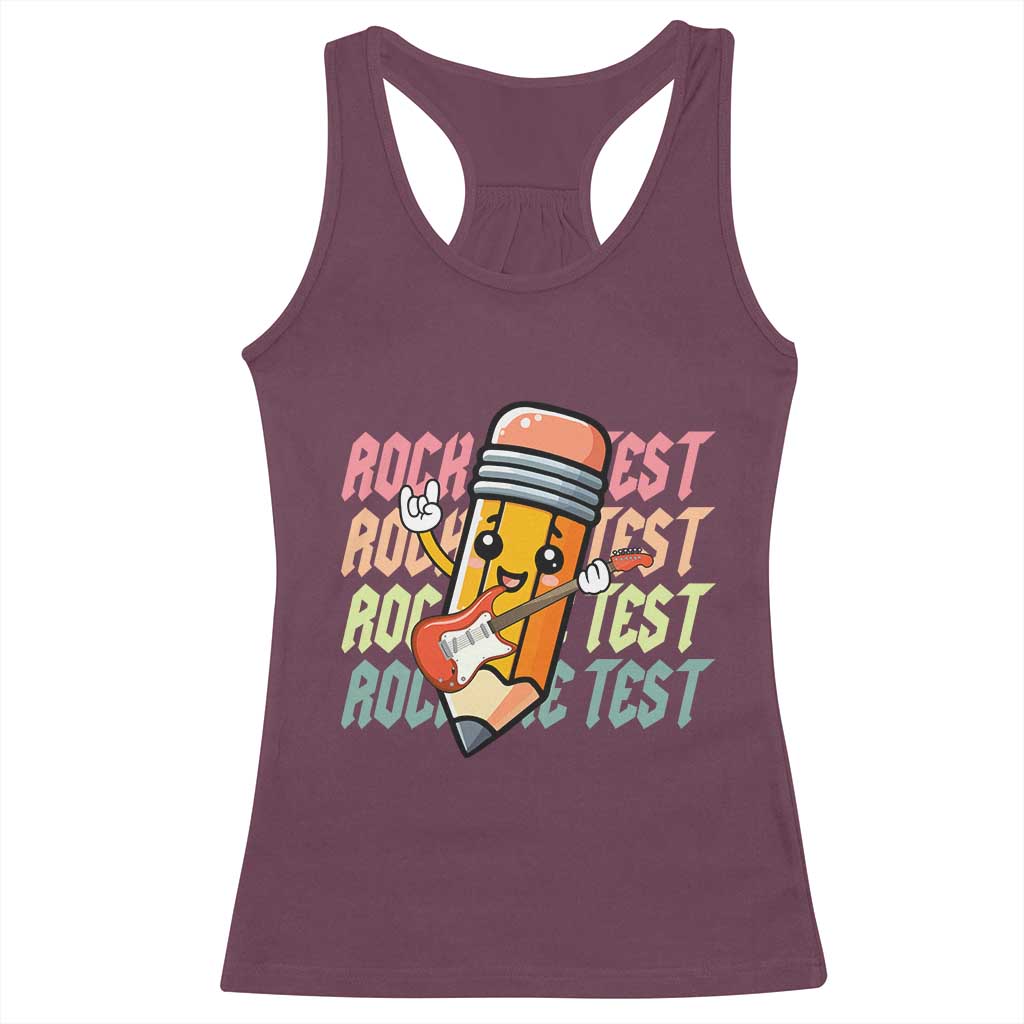 Teacher Rock The Test Day Racerback Tank Top Testing Motivational