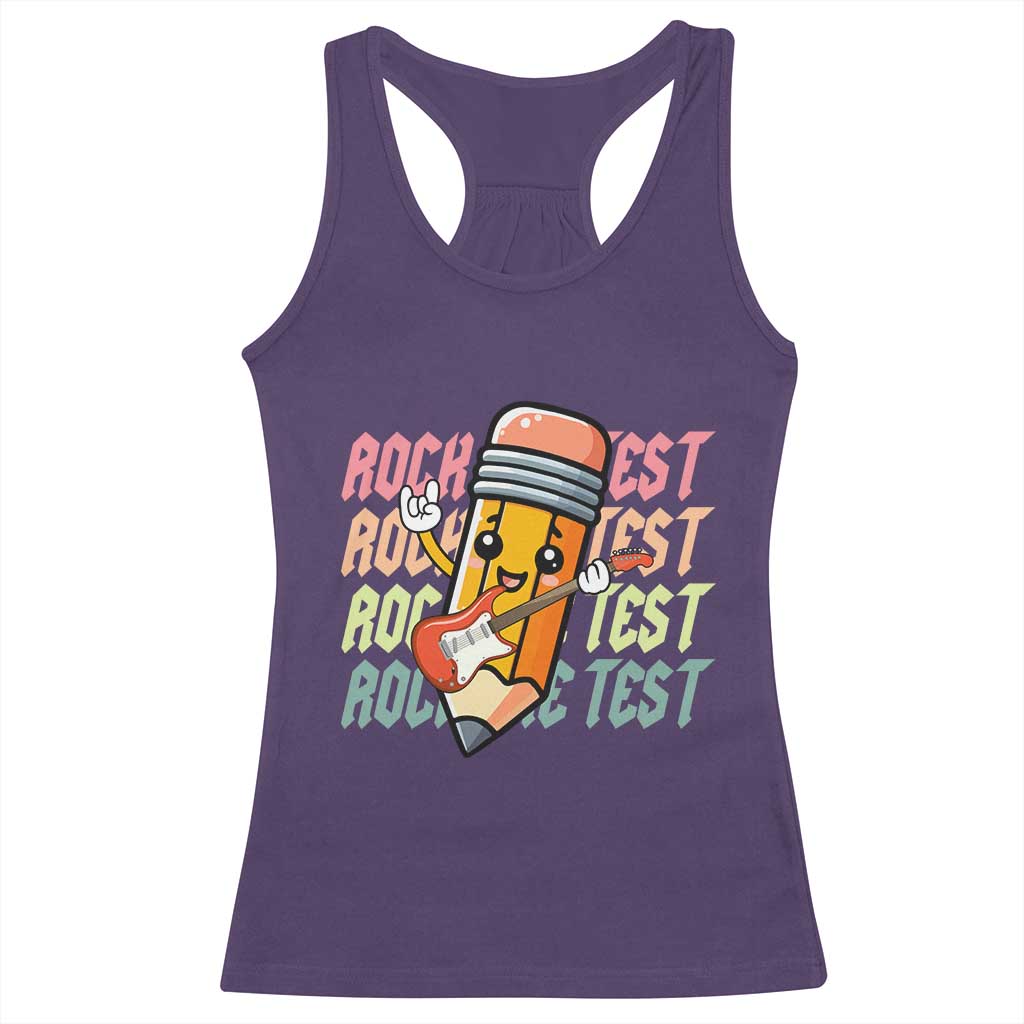 Teacher Rock The Test Day Racerback Tank Top Testing Motivational