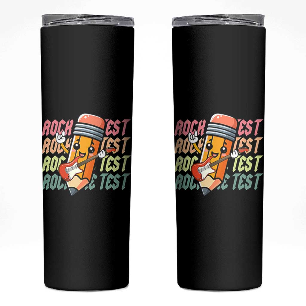 Teacher Rock The Test Day Skinny Tumbler Testing Motivational