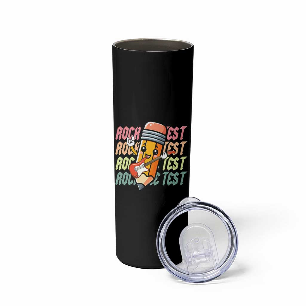 Teacher Rock The Test Day Skinny Tumbler Testing Motivational