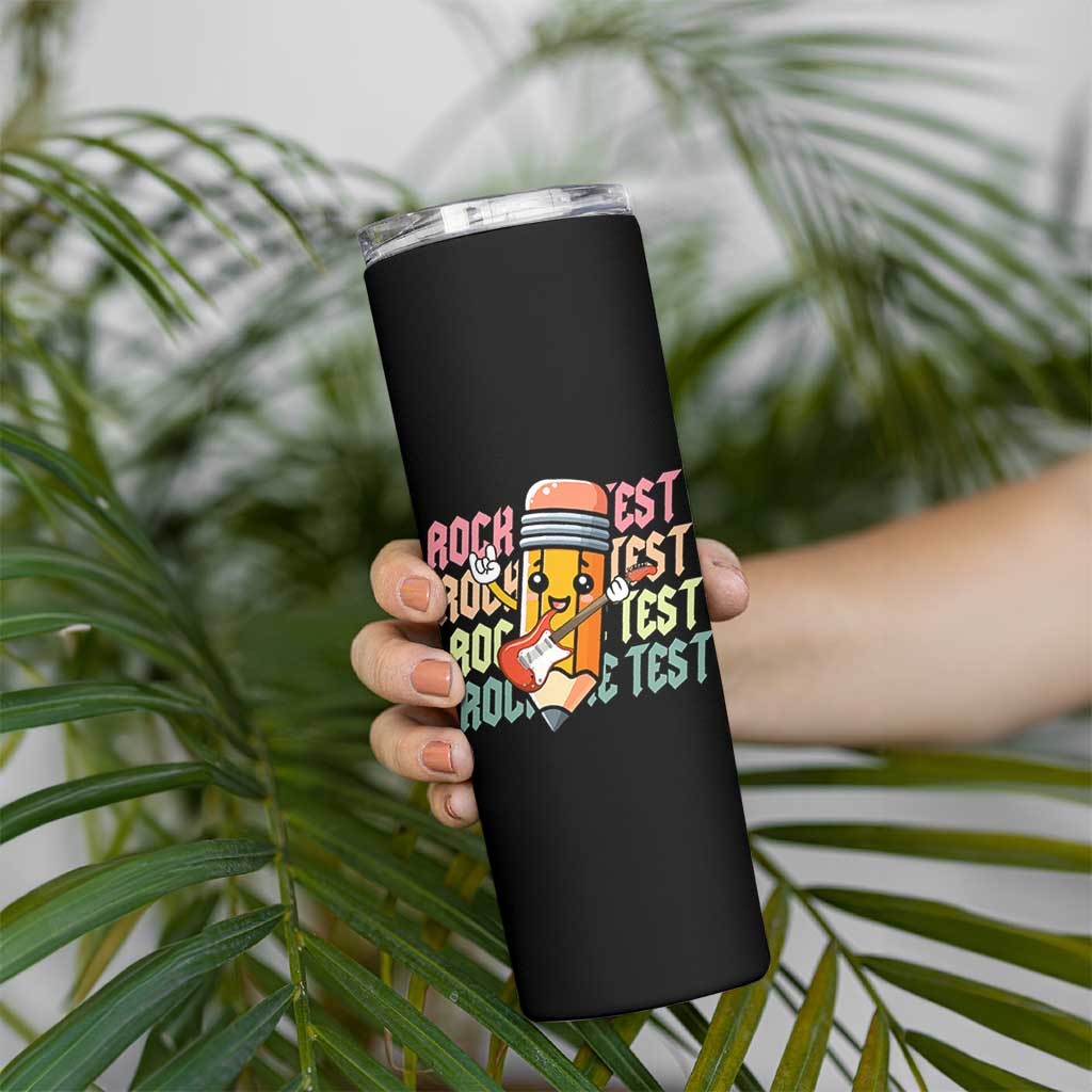 Teacher Rock The Test Day Skinny Tumbler Testing Motivational