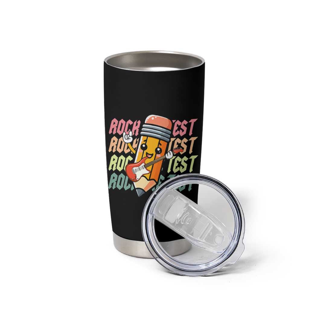 Teacher Rock The Test Day Tumbler Cup Testing Motivational