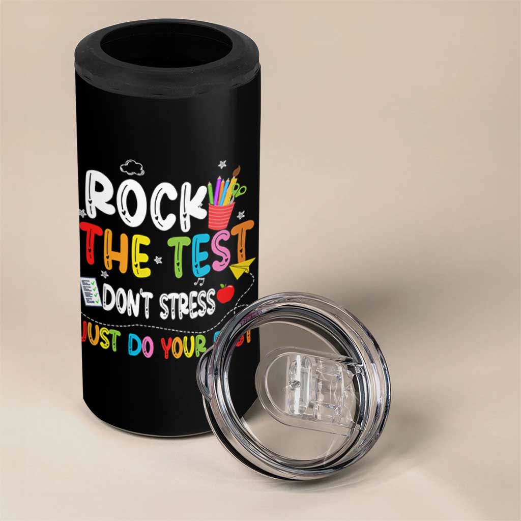 Rock The Test Day 4 in 1 Can Cooler Tumbler Teacher Exam Testing Outfit Just Do Your Best