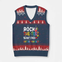 Rock The Test Day V-Neck Knit Sweater Vest Teacher Exam Testing Outfit Just Do Your Best