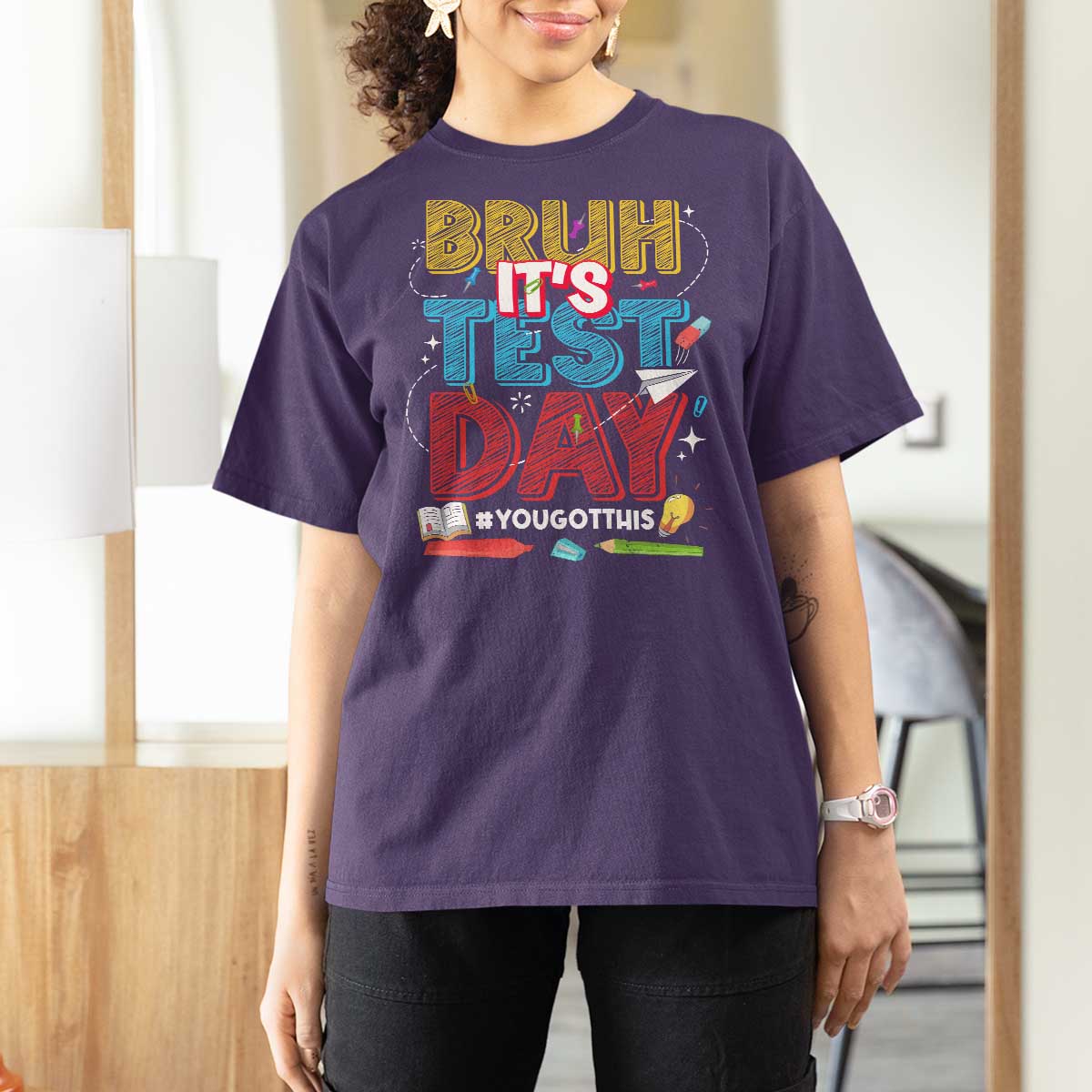 Bruh Test Day T Shirt For Women You Got This Testing Motivational Teacher
