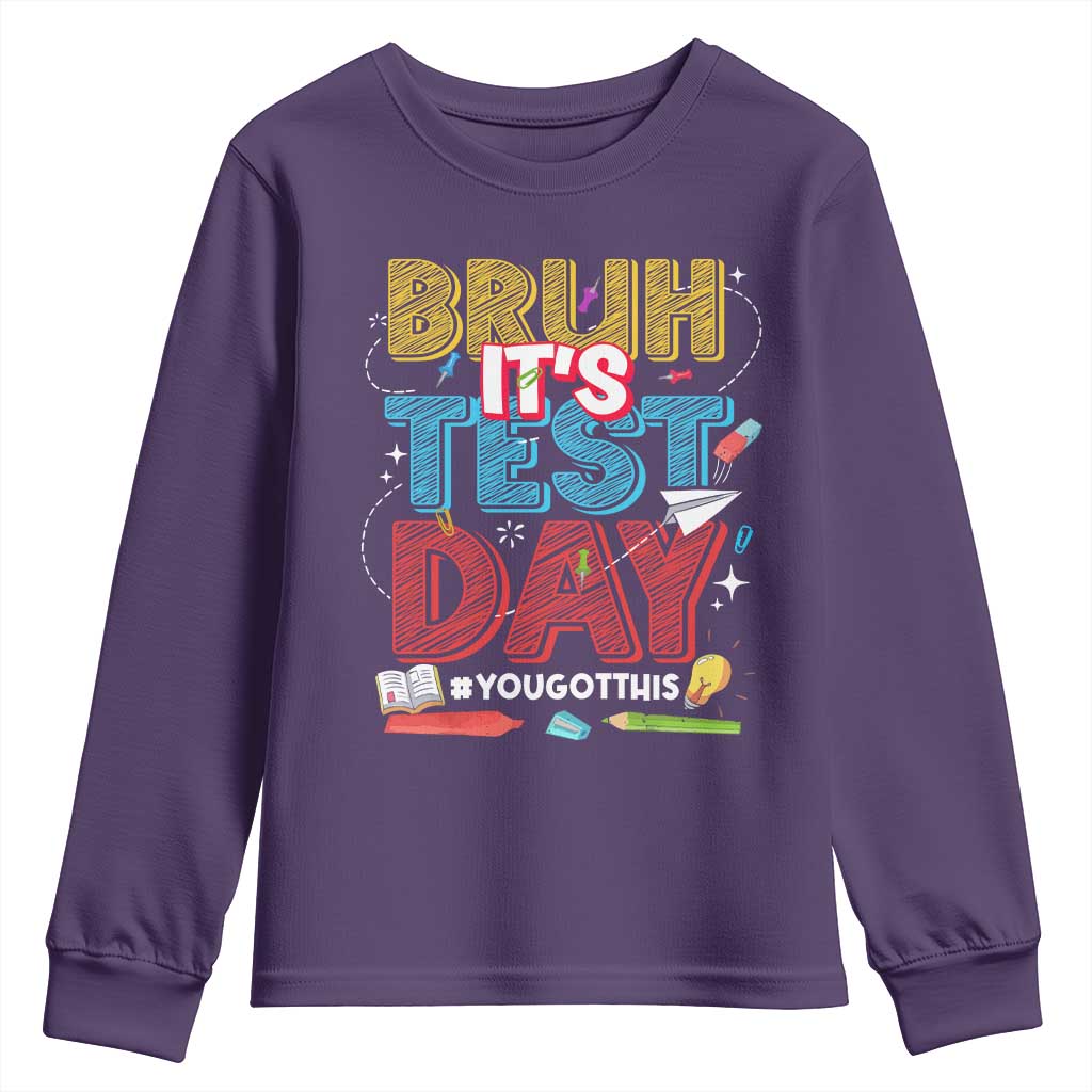 Bruh Test Day Youth Sweatshirt You Got This Testing Motivational Teacher