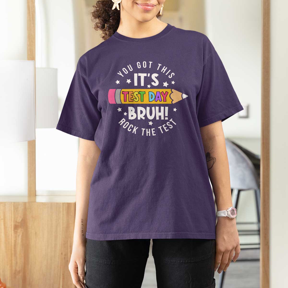 Test Day Bruh T Shirt For Women You Got This Rock The Test Teacher