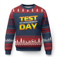 Funny Test Day Ugly Christmas Sweater May The Skills Be With You Motivational Teacher