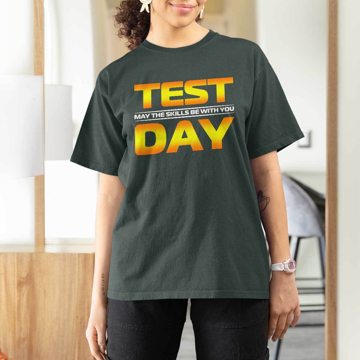 Funny Test Day T Shirt For Women May The Skills Be With You Motivational Teacher
