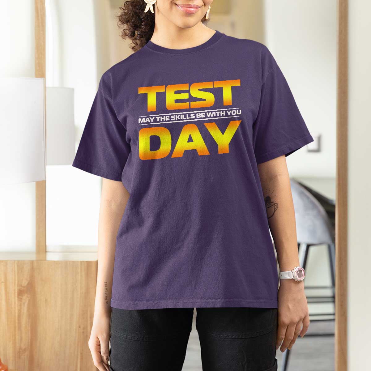 Funny Test Day T Shirt For Women May The Skills Be With You Motivational Teacher