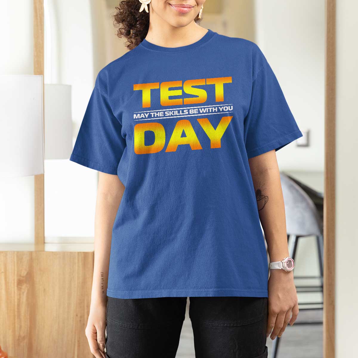 Funny Test Day T Shirt For Women May The Skills Be With You Motivational Teacher