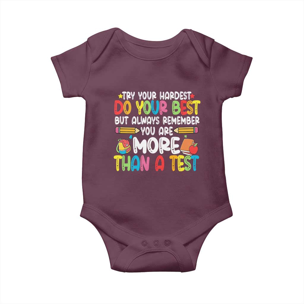 Testing Day Baby Onesie Try Your Hardest Teachers