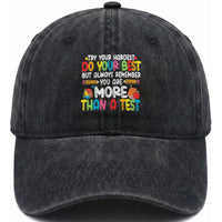Testing Day Washed Cotton Baseball Cap Try Your Hardest Teachers