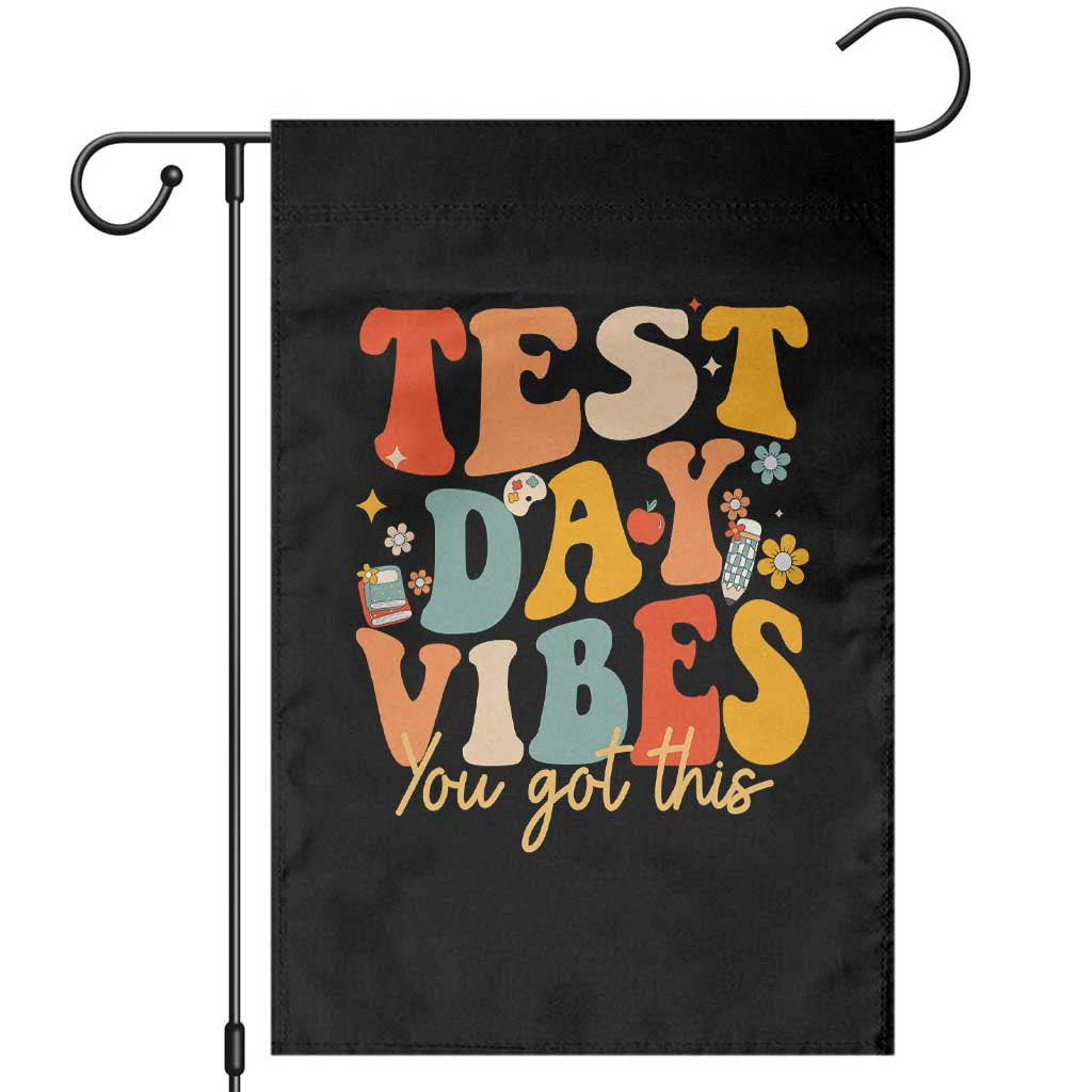 Test Day Vibes Garden Flag Teacher Groovy Testing Day Exam