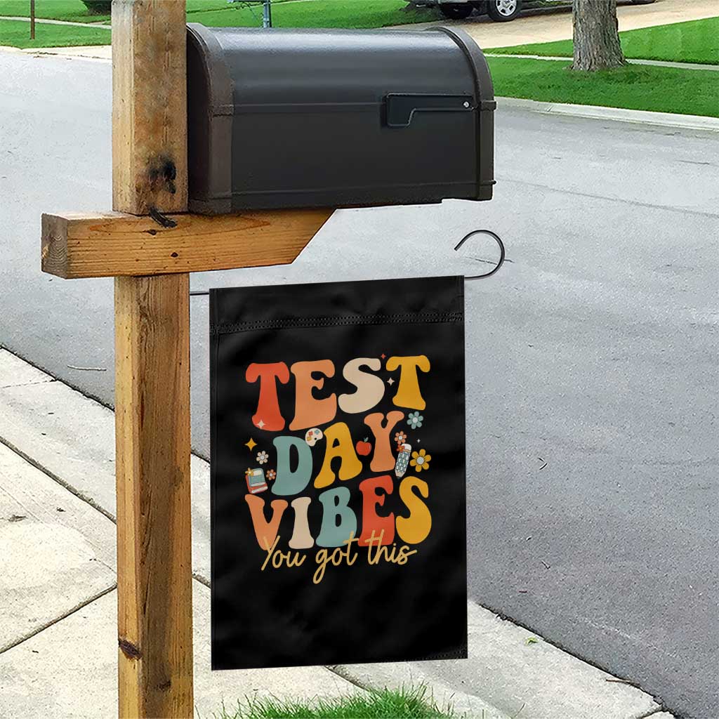 Test Day Vibes Garden Flag Teacher Groovy Testing Day Exam