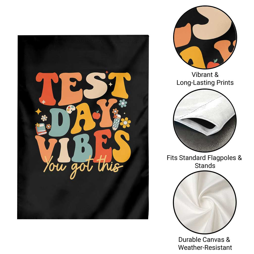 Test Day Vibes Garden Flag Teacher Groovy Testing Day Exam