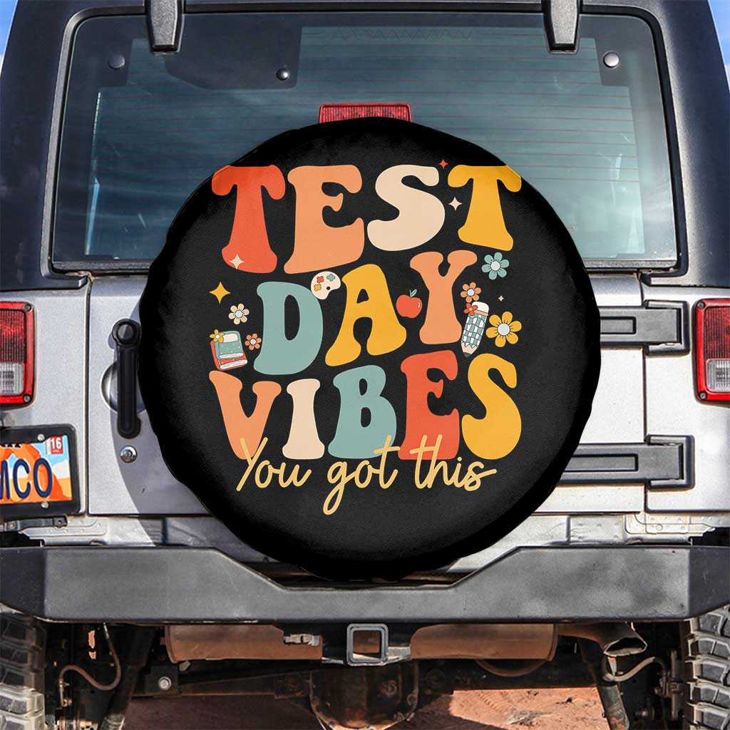 Test Day Vibes Spare Tire Cover Teacher Groovy Testing Day Exam