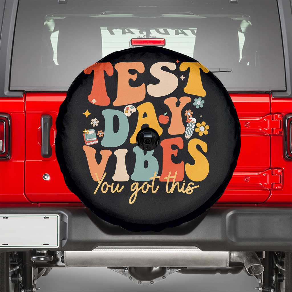 Test Day Vibes Spare Tire Cover Teacher Groovy Testing Day Exam