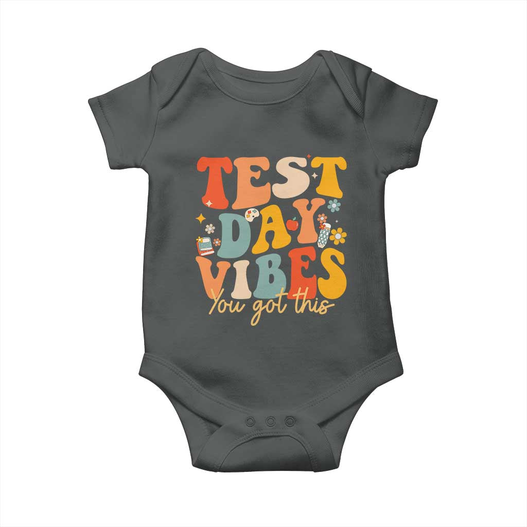 Test Day Vibes Baby Onesie Teacher Groovy Testing Day Exam