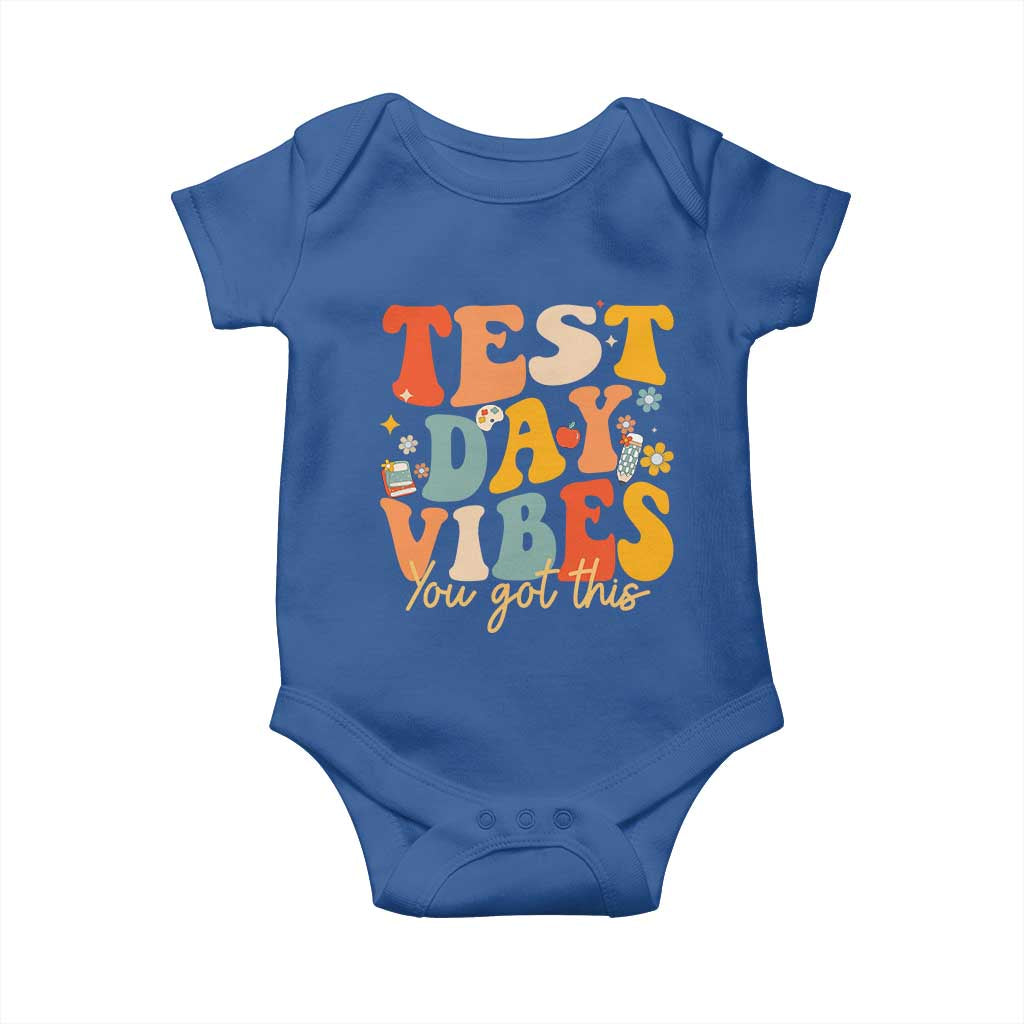 Test Day Vibes Baby Onesie Teacher Groovy Testing Day Exam