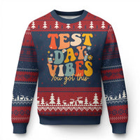 Test Day Vibes Ugly Christmas Sweater Teacher Groovy Testing Day Exam
