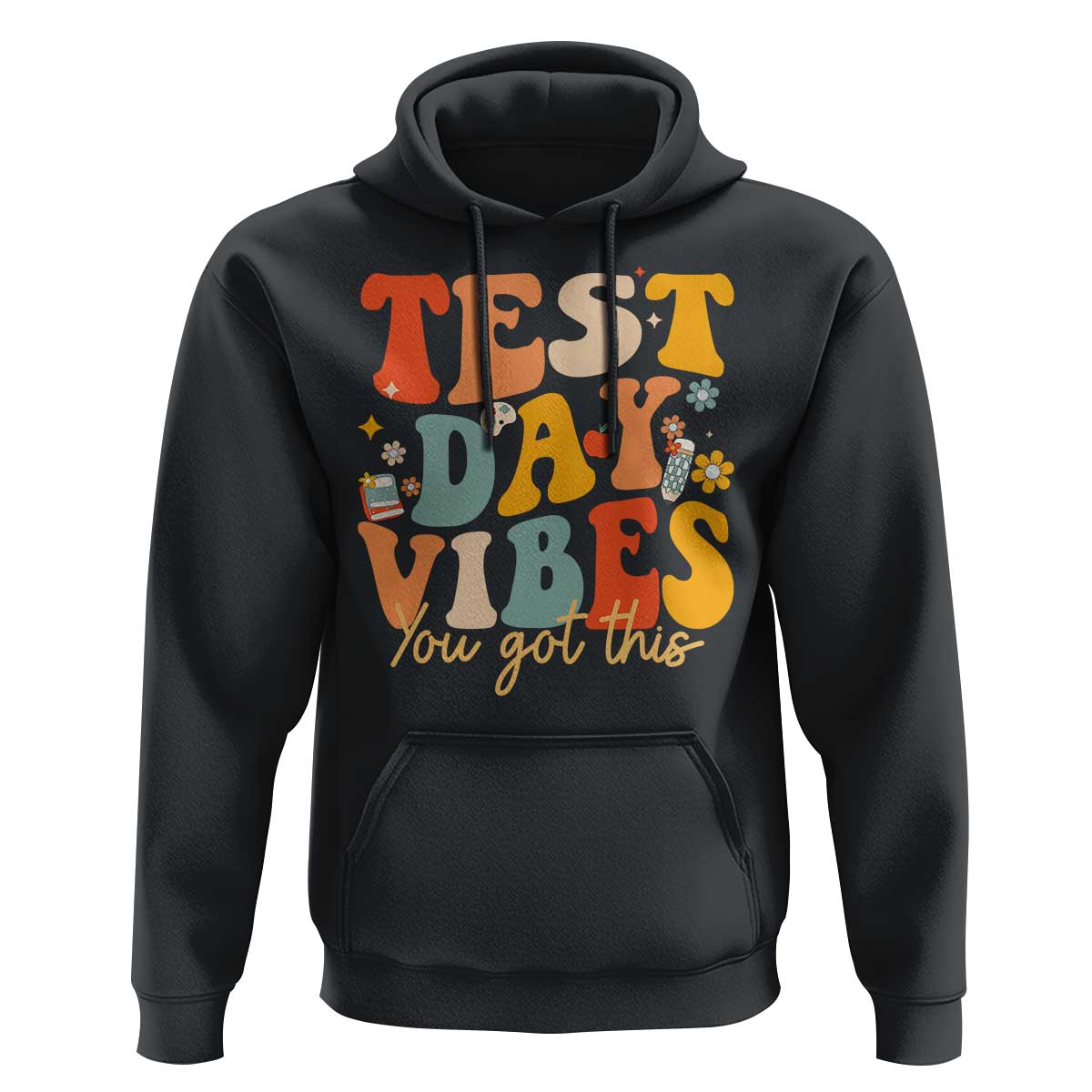 Test Day Vibes Hoodie Teacher Groovy Testing Day Exam
