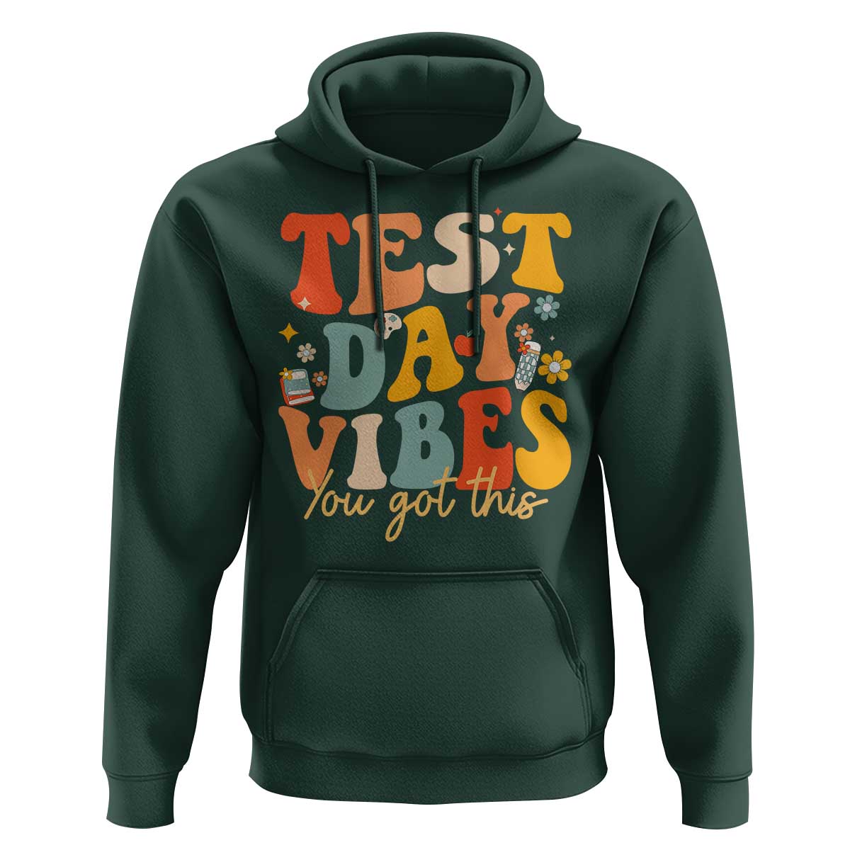 Test Day Vibes Hoodie Teacher Groovy Testing Day Exam