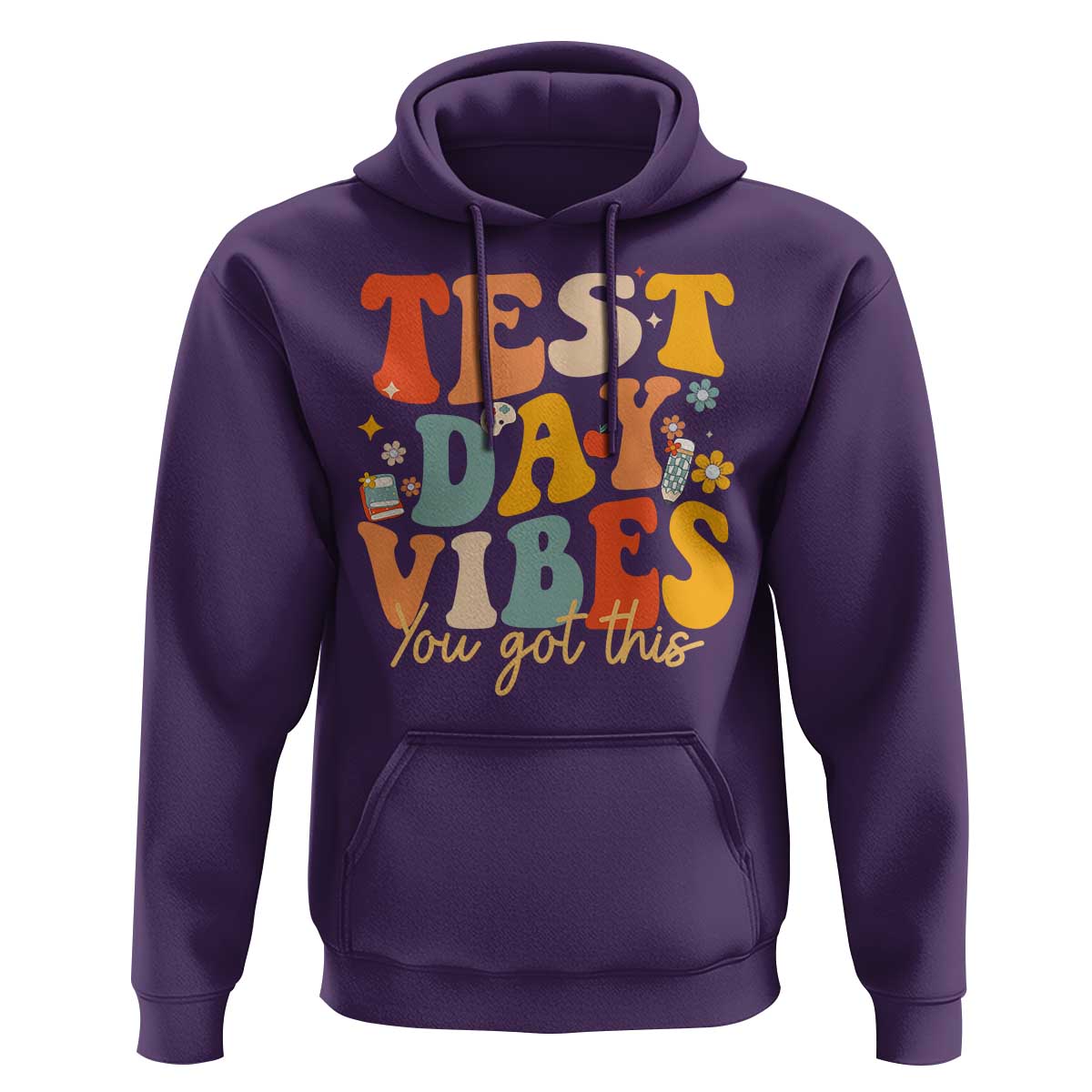 Test Day Vibes Hoodie Teacher Groovy Testing Day Exam