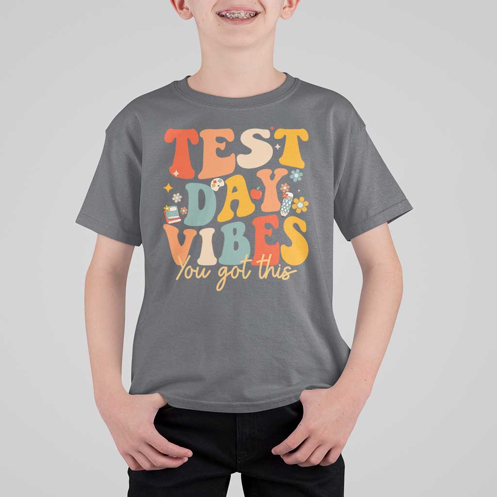 Test Day Vibes T Shirt For Kid Teacher Groovy Testing Day Exam