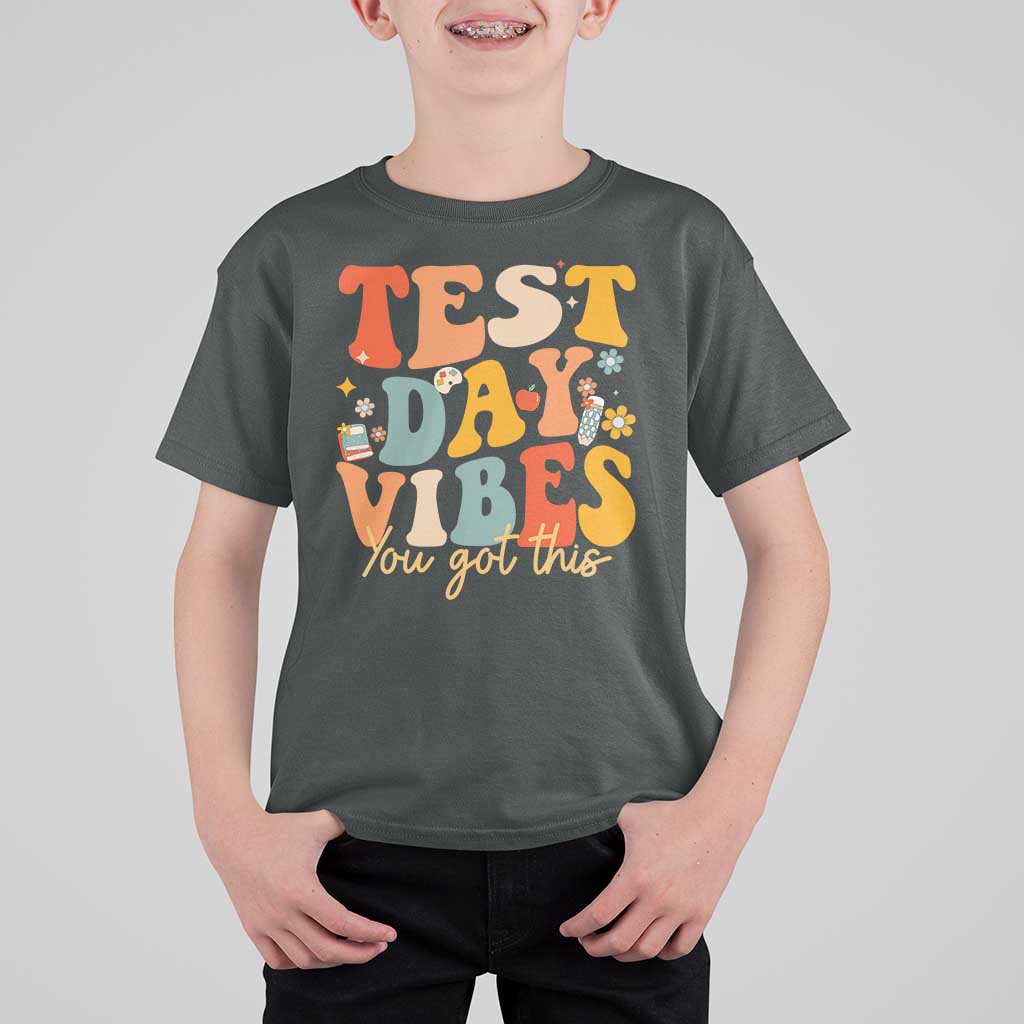 Test Day Vibes T Shirt For Kid Teacher Groovy Testing Day Exam