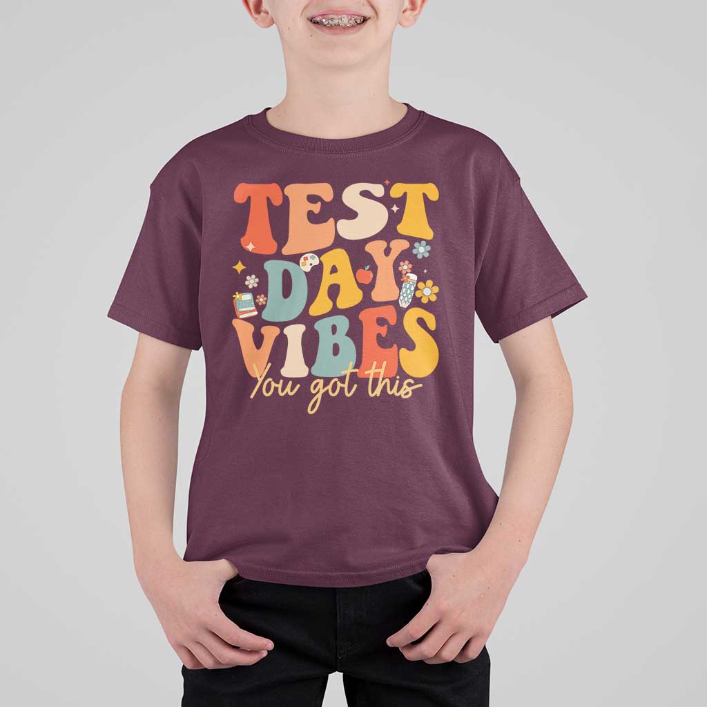Test Day Vibes T Shirt For Kid Teacher Groovy Testing Day Exam