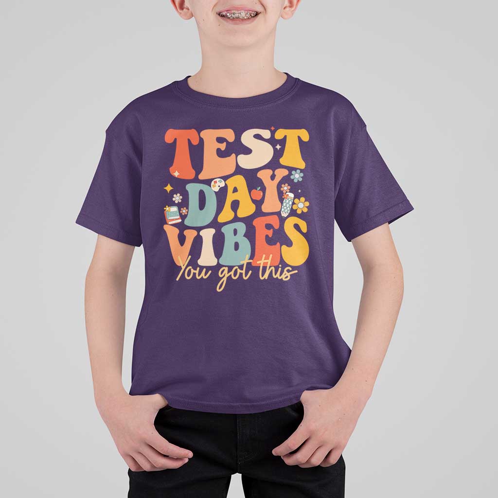 Test Day Vibes T Shirt For Kid Teacher Groovy Testing Day Exam
