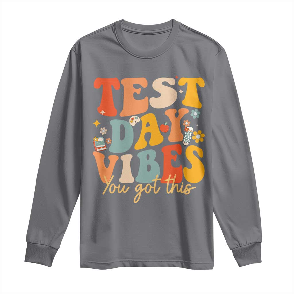 Test Day Vibes Long Sleeve Shirt Teacher Groovy Testing Day Exam