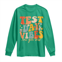 Test Day Vibes Long Sleeve Shirt Teacher Groovy Testing Day Exam