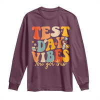 Test Day Vibes Long Sleeve Shirt Teacher Groovy Testing Day Exam