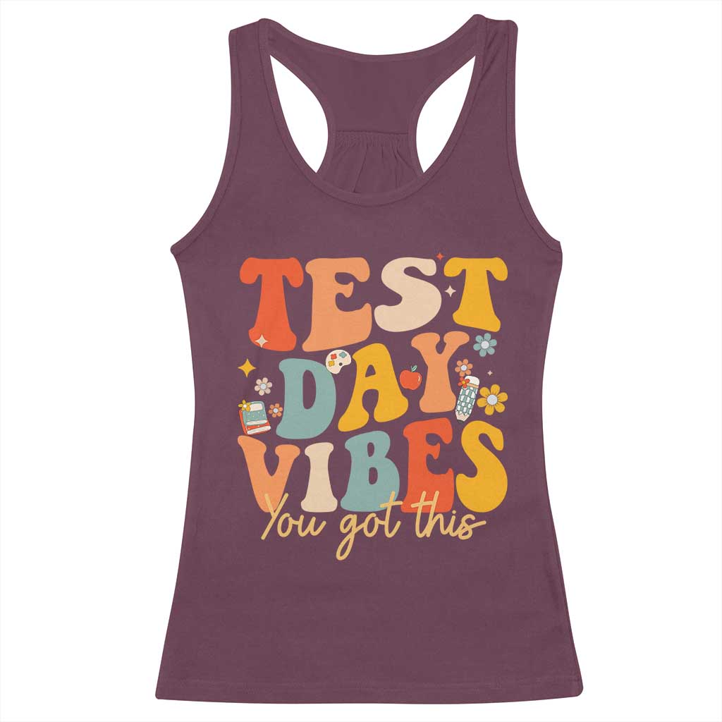 Test Day Vibes Racerback Tank Top Teacher Groovy Testing Day Exam