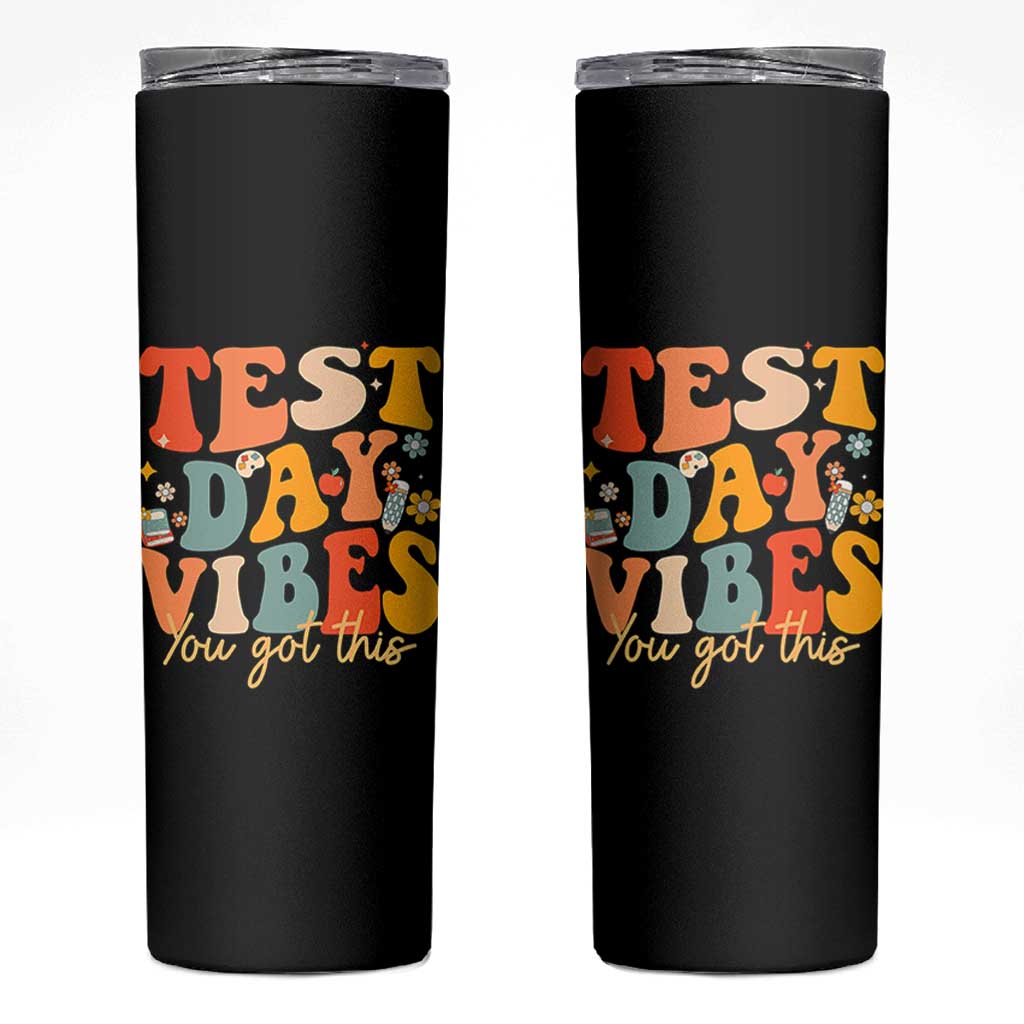 Test Day Vibes Skinny Tumbler Teacher Groovy Testing Day Exam