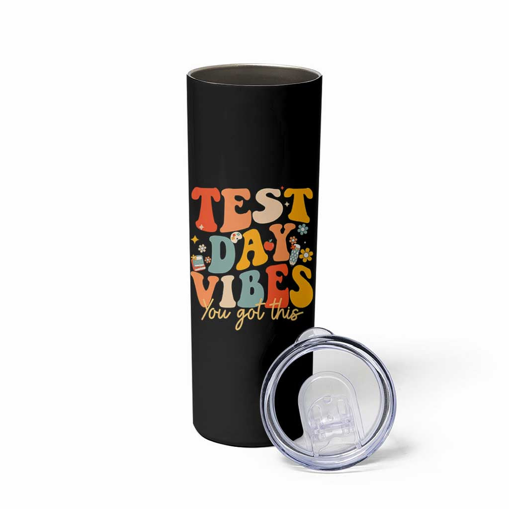 Test Day Vibes Skinny Tumbler Teacher Groovy Testing Day Exam