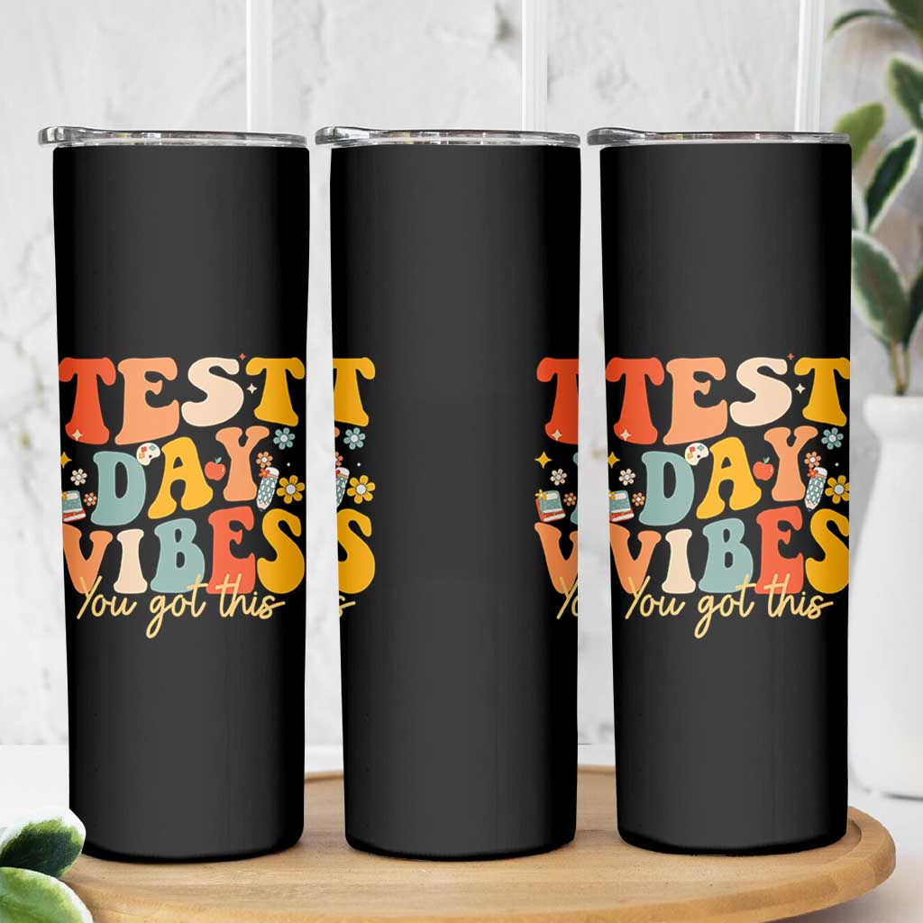 Test Day Vibes Skinny Tumbler Teacher Groovy Testing Day Exam