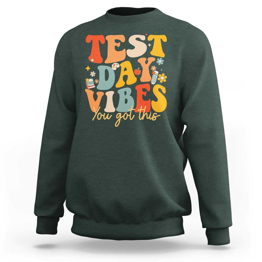 Test Day Vibes Sweatshirt Teacher Groovy Testing Day Exam
