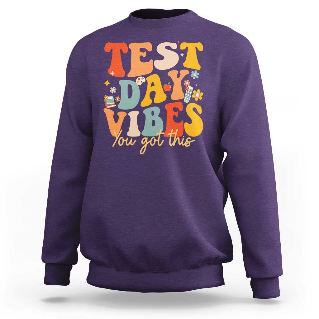 Test Day Vibes Sweatshirt Teacher Groovy Testing Day Exam