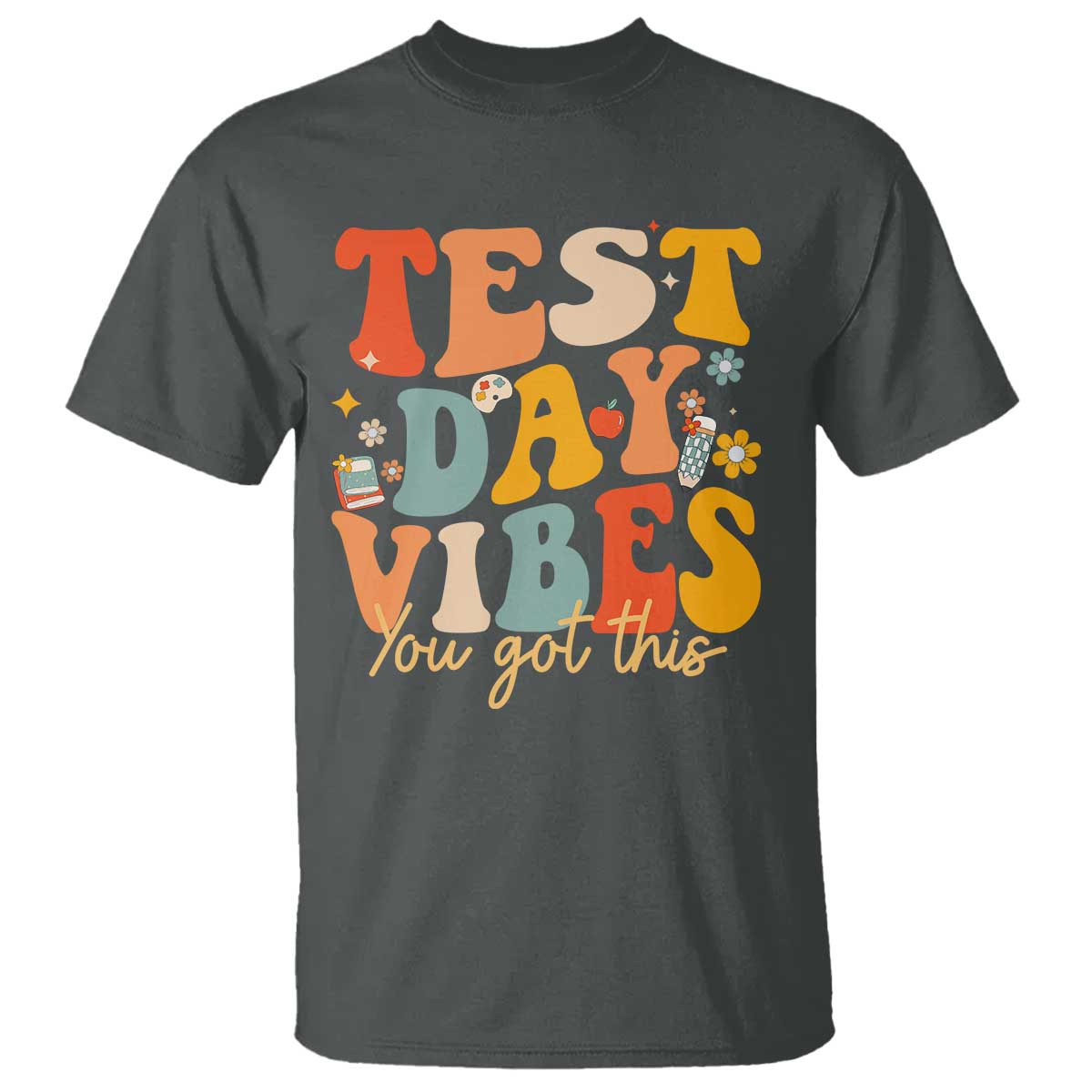 Test Day Vibes T Shirt Teacher Groovy Testing Day Exam