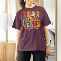 Test Day Vibes T Shirt For Women Teacher Groovy Testing Day Exam