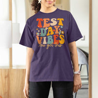 Test Day Vibes T Shirt For Women Teacher Groovy Testing Day Exam