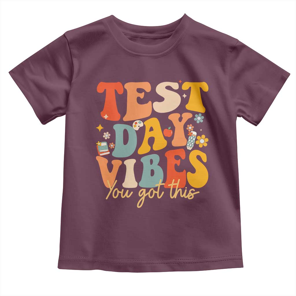 Test Day Vibes Toddler T Shirt Teacher Groovy Testing Day Exam