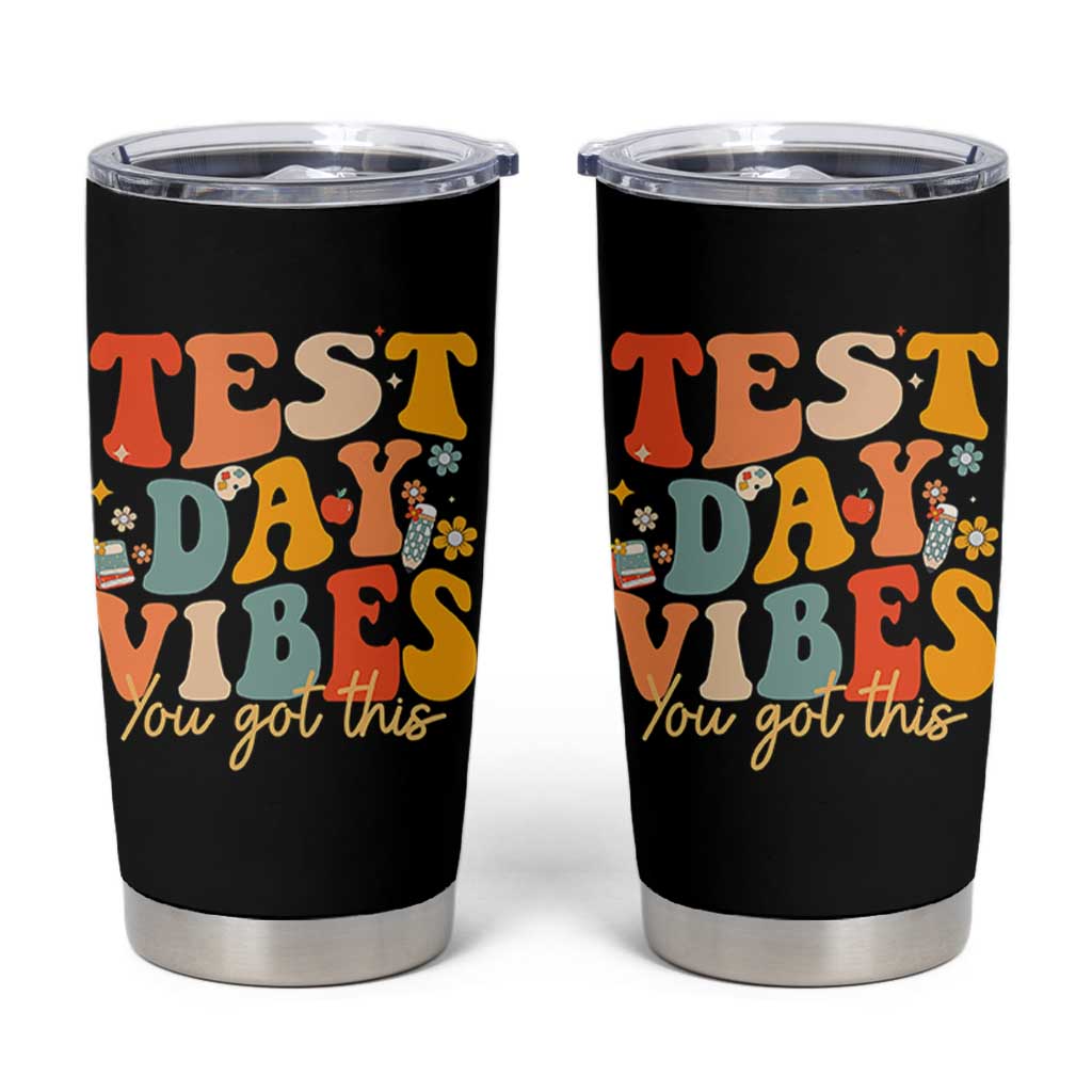 Test Day Vibes Tumbler Cup Teacher Groovy Testing Day Exam
