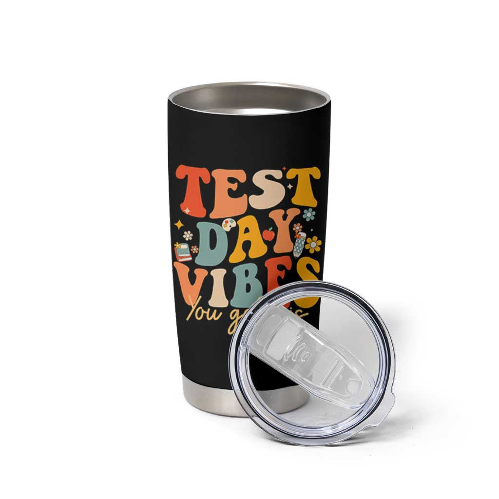 Test Day Vibes Tumbler Cup Teacher Groovy Testing Day Exam