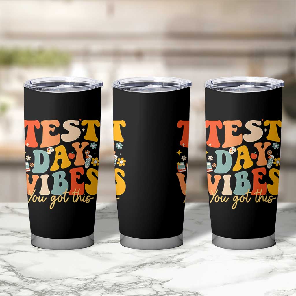 Test Day Vibes Tumbler Cup Teacher Groovy Testing Day Exam